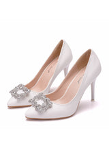 Square Buckle Rhinestone Wedding Shoes
