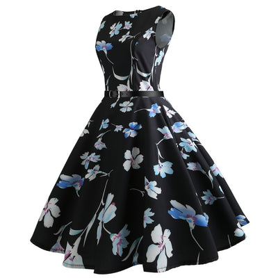Retro Sleeveless Print Dress