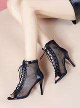 Mesh Openwork Sexy Fishmouth Sandals