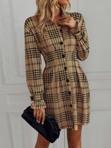 Long Sleeve Plaid Shirt Dress