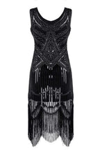 Sexy Sequins Tassels Black V-Neck Party Dress