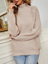 Solid Color High Collar Zip Top Sweater