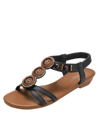 Ethnic Bohemian Beaded Wedge Sandals