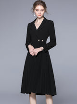 Waist Slimming Temperament Fake Two Pleated Dress
