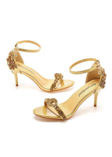Thin Heel Crystal Yellow Diamond Wedding Shoes
