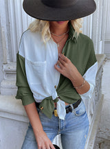 Long Sleeve Casual Color Matching Shirt