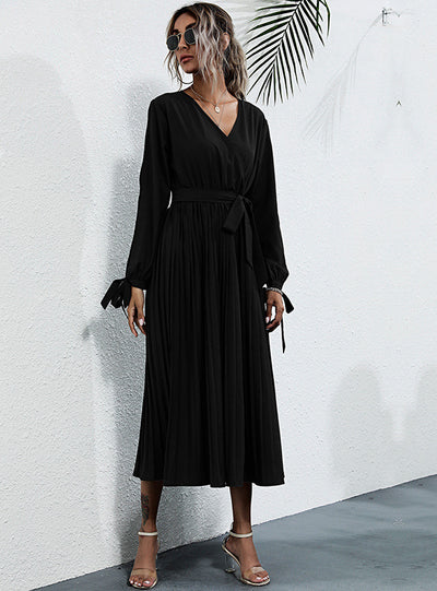 Mid-long Lace-up Waist Dress