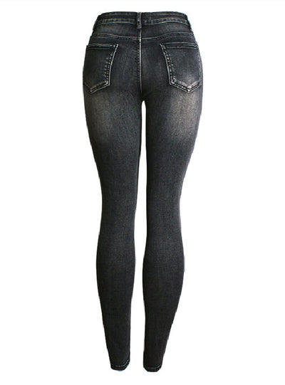 Punched Elastic Slimming Jeans Pants