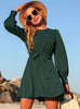 Round Neck Long Sleeve Green Dress