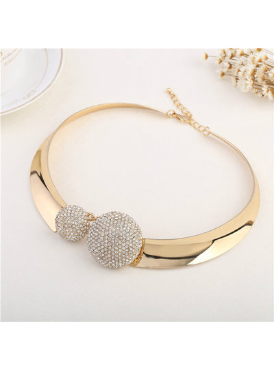 Crystal Rhinestone Two hemispheres Gold Collar 