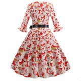 Retro Printed Round Neck Short Sleeve Dress