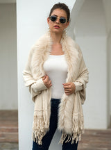 Fringed Cape Shawl Cape Cardigan Sweater