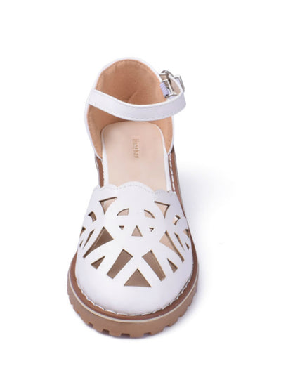 White Sandals Comfortable High Hoof Thick Heels Shoes