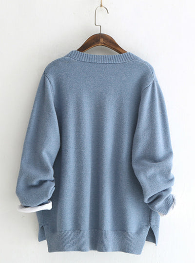Sweater Women's Pocket Clouds Loose Knit Cardigan