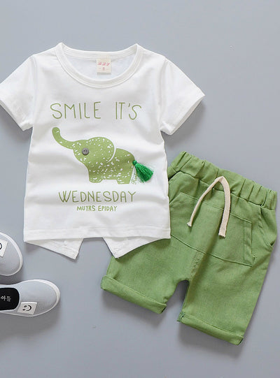 Pattern Cotta Pants 2Pcs/Sets Kids Sport Suits