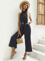 Wide-leg Point Neck Sling Jumpsuit