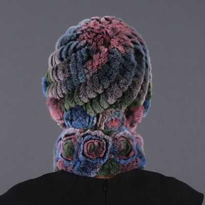 Rex Fur Warm Hat Scarf Two-piece Set