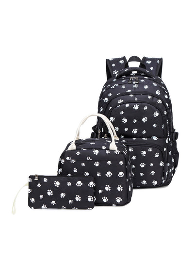Women's Printed Backpack Student Three-piece Set