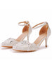 Women White Lace Flower Wedding Shoes