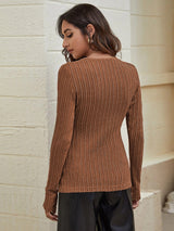 V-neck Slim Long Sleeve T-shirt