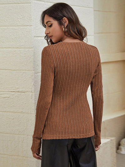 V-neck Slim Long Sleeve T-shirt