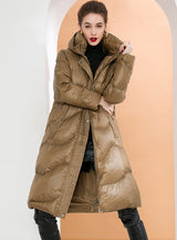 Bright White Duck Down Loose Hooded Down Jacket