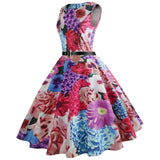 Women Print Retro Sleeveless Dress