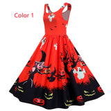Halloween Sleeveless Party Print Dress