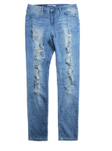 Women's Trousers Slim High Waist Holes Jeans