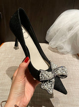 Women Bridal Bow Shallow Shoes