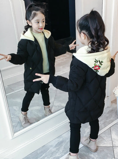 Girl's Winter Coat Cotton-Padded Embeoidery Clothes