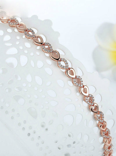 Rose Gold Heart Chain AAA Cubic Zircon Crystal