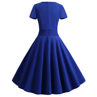 Retro Short Sleeve Round Neck Dress