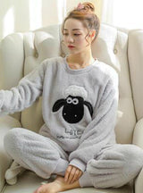 Sheep Pyjamas Sets Thick Warm Coral Velvet Suit