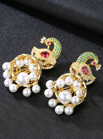 Phoenix Drop Earrings with Imitation Pearls Statement 