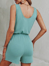 Summer Solid Color Sports Slim Jumpsuit