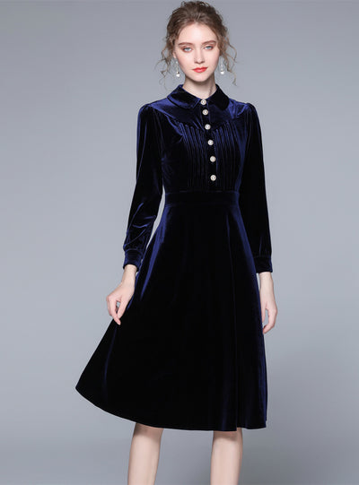 Slim Velvet Long Sleeve Dress