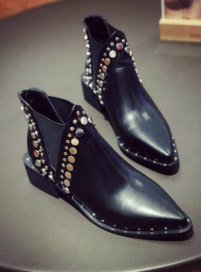 Women Boots Pointed Toe Black Ankle Boots