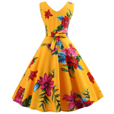 Sleeveless V-neck Retro Dress