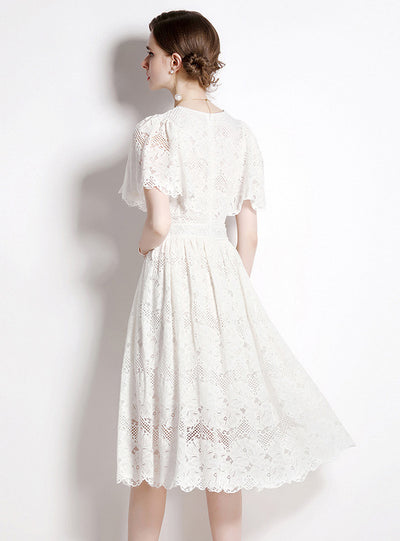 Printed Beaded Lace Fashion Dress