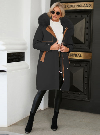 Warm Zippered Fur Collar and Fleece Jacket