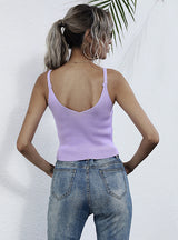 Umbilical Solid Color Sling Knitted Vest