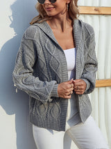 Hooded Twist Sweater Cardigan Coat