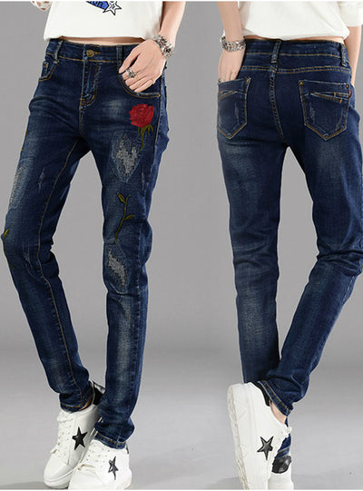 Blue Denim Pencil Pants For Taller Ladies