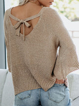 Strapped Bat Sleeve Backless Sweater