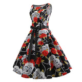 Women Skull Print Vintage Dress