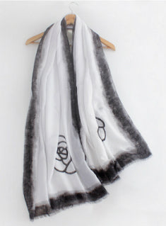 Rose Print Ladies Thin Long Scarf Women