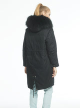 Duck Down Jacket Solid Pocket Large Real Fur