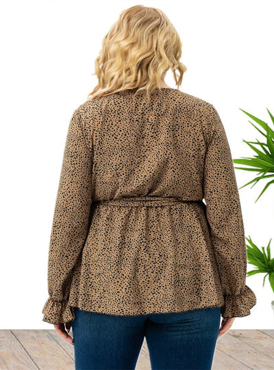 Women's Long Sleeve Polka Dot Blouse