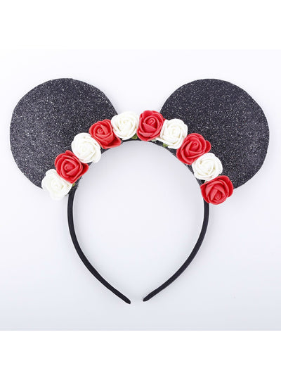 Cute mouse Ears Hair Bands Hoop rose flower 